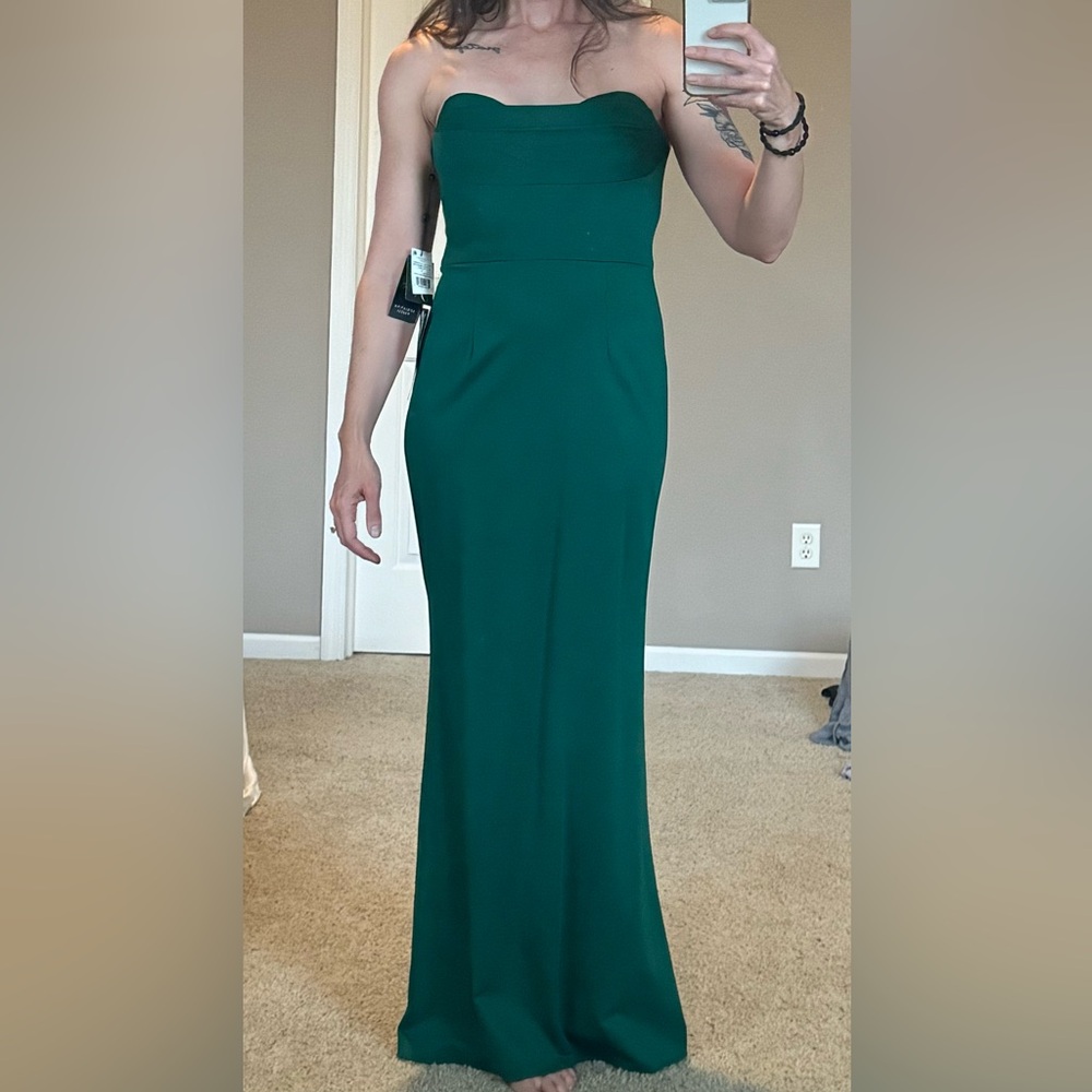 Green strapless gown